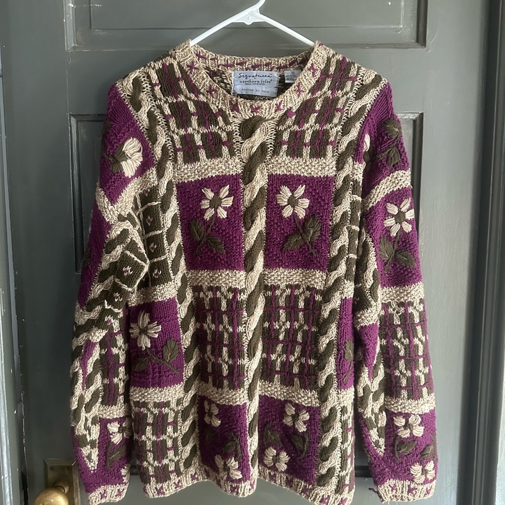 Floral Hand Knit Sweater- unique